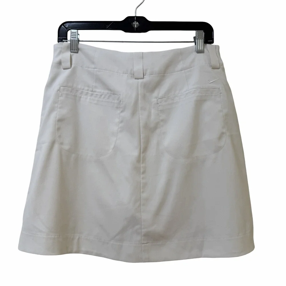 NIKE Women Golf Dri Fit Athletic Mini Skort Size 10 White Tennis Golf Pickleball
